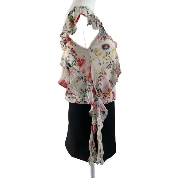 ⭐️ALICE + OLIVIA - PAULINA WHITE SILK SHEER FLORAL ASYMMETRICAL SILK TANK TOP⭐️ - Picture 5 of 8